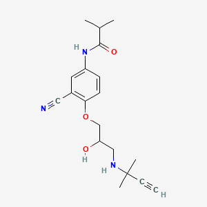 molecular formula C₁₉H₂₅N₃O₃ B1663841 N-[3-cyano-4-[2-hydroxy-3-(2-methylbut-3-yn-2-ylamino)propoxy]phenyl]-2-methylpropanamide CAS No. 79848-61-6