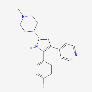 molecular formula C₂₁H₂₂FN₃ B1663845 Pyridine, 4-[2-(4-fluorophenyl)-5-(1-methyl-4-piperidinyl)-1H-pyrrol-3-yl]- CAS No. 188343-77-3