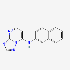 B1663866 N-{4-[4-Amino-6-(4-methoxyphenyl)furo[2,3-D]pyrimidin-5-YL]phenyl}-N'-[2-fluoro-5-(trifluoromethyl)phenyl]urea CAS No. 501693-25-0