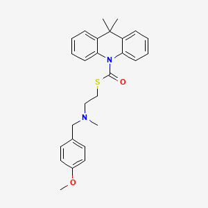 B1663900 10(9H)-Acridinecarbothioic acid, 9,9-dimethyl-, S-(2-(((4-methoxyphenyl)methyl)methylamino)ethyl) ester CAS No. 38044-63-2