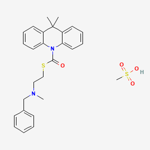 molecular formula C27H32N2O4S2 B1663905 10(9H)-吖啶甲硫酸，9,9-二甲基-，S-(2-(甲基(苯甲基)氨基)乙基)酯，单甲磺酸盐 CAS No. 38025-51-3