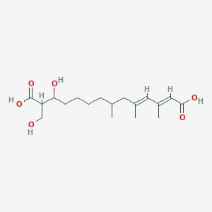 molecular formula C18H30O6 B1663916 12-Hydroxy-13-(hydroxymethyl)-3,5,7-trimethyl-2,4-tetradecadienedioic acid CAS No. 34668-61-6