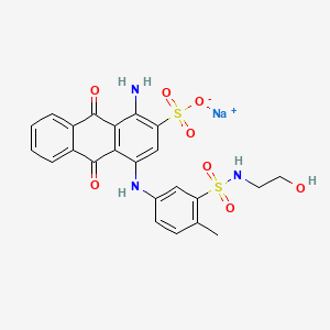 molecular formula C23H20N3NaO8S2 B1664048 Sodium 1-amino-9,10-dihydro-4-[[3-[[(2-hydroxyethyl)amino]sulphonyl]-4-methylphenyl]amino]-9,10-dioxoanthracene-2-sulphonate CAS No. 40847-64-1