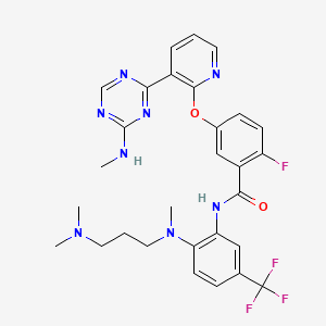 molecular formula C29H30F4N8O2 B1664089 N-(2-((3-(dimethylamino)propyl)(methyl)amino)-5-(trifluoromethyl)phenyl)-2-fluoro-5-(3-(4-(methylamino)-1,3,5-triazin-2-yl)pyridin-2-yloxy)benzamide CAS No. 870225-11-9