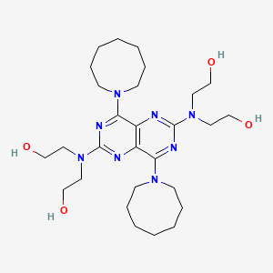 molecular formula C28H48N8O4 B1664215 2-{[4,8-Bis(azocan-1-yl)-6-[bis(2-hydroxyethyl)amino]pyrimido[5,4-d][1,3]diazin-2-yl](2-hydroxyethyl)amino}ethan-1-ol CAS No. 29491-75-6