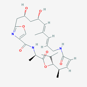 molecular formula C26H37N3O7 B1664223 (4R,7R,8R,9Z,14E,16E,18S,20R)-18,20-dihydroxy-4,8,16-trimethyl-7-propan-2-yl-6,23-dioxa-3,12,25-triazabicyclo[20.2.1]pentacosa-1(24),9,14,16,22(25)-pentaene-2,5,11-trione CAS No. 58717-24-1