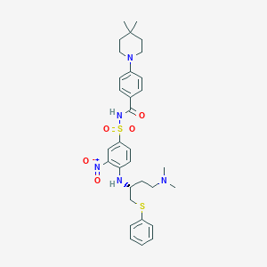 molecular formula C32H41N5O5S2 B1664228 N-[4-[[(2R)-4-(dimethylamino)-1-phenylsulfanylbutan-2-yl]amino]-3-nitrophenyl]sulfonyl-4-(4,4-dimethylpiperidin-1-yl)benzamide CAS No. 406228-55-5