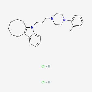 molecular formula C28H39Cl2N3 B1664229 5H-Cyclooct(b)indole, 6,7,8,9,10,11-hexahydro-5-(3-(4-(2-methylphenyl)-1-piperazinyl)propyl)-, dihydrochloride CAS No. 144092-66-0