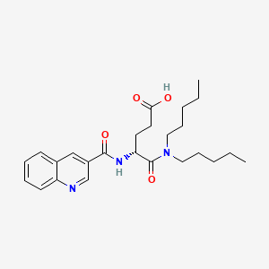 B1664236 Pentanoic acid, 5-(dipentylamino)-5-oxo-4-((3-quinolinylcarbonyl)amino)-, (R)- CAS No. 119295-94-2