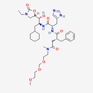 B1664239 2-benzyl-N-[1-[[3-cyclohexyl-1-(3-ethyl-2-oxo-1,3-oxazolidin-5-yl)-1-hydroxypropan-2-yl]amino]-3-(1H-imidazol-5-yl)-1-oxopropan-2-yl]-N'-[2-(2-methoxyethoxymethoxy)ethyl]-N'-methylbutanediamide CAS No. 122224-84-4