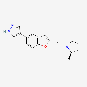 molecular formula C18H21N3O B1664241 1H-Pyrazole, 4-(2-(2-((2R)-2-methyl-1-pyrrolidinyl)ethyl)-5-benzofuranyl)- CAS No. 460748-95-2
