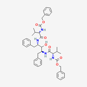 B1664247 Benzyl [(1r,4s,6s,9r)-4,6-Dibenzyl-5-Hydroxy-1,9-Bis(1-Methylethyl)-2,8,11-Trioxo-13-Phenyl-12-Oxa-3,7,10-Triazatridec-1-Yl]carbamate CAS No. 129467-45-4