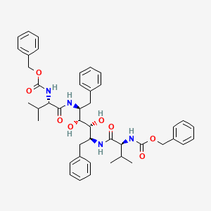B1664249 L-Iditol, 1,2,5,6-tetradeoxy-2,5-bis[[(2S)-3-methyl-1-oxo-2-[[(phenylmethoxy)carbonyl]amino]butyl]amino]-1,6-diphenyl- CAS No. 129467-48-7