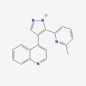 molecular formula C18H14N4 B1664255 4-(3-(6-Methylpyridin-2-yl)-1H-pyrazol-4-yl)quinoline CAS No. 607737-87-1