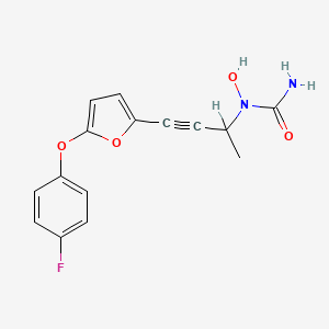 molecular formula C15H13FN2O4 B1664260 N-Hydroxy-N-(4-(5-(4-fluorophenoxy)-2-furyl)-3-butyn-2-yl)urea CAS No. 141579-67-1