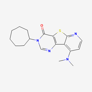 5-Cycloheptyl-13-(dimethylamino)-8-thia-3,5,10-triazatricyclo[7.4.0.0^{2,7}]trideca-1(13),2(7),3,9,11-pentaen-6-one