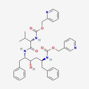 B1664265 2-Oxa-4,7,12-triazatridecan-13-oic acid, 9-hydroxy-5-(1-methylethyl)-3,6-dioxo-8,11-bis(phenylmethyl)-1-(2-pyridinyl)-, 3-pyridinylmethyl ester, (5S,8S,9S,11S)- CAS No. 144141-97-9