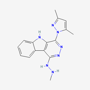 molecular formula C16H17N7 B1664266 1-[4-(3,5-dimethylpyrazol-1-yl)-5H-pyridazino[4,5-b]indol-1-yl]-2-methylhydrazine CAS No. 135561-94-3