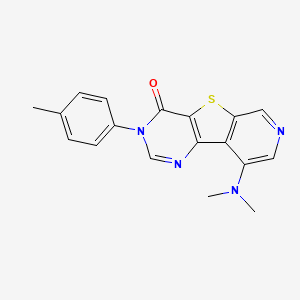 molecular formula C18H16N4OS B1664268 13-(二甲基氨基)-5-(4-甲基苯基)-8-硫杂-3,5,11-三氮杂三环[7.4.0.0^{2,7}]十三-1(13),2(7),3,9,11-五烯-6-酮 CAS No. 869802-73-3