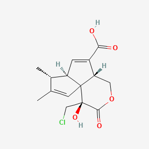 molecular formula C15H17ClO5 B1664274 (1S,4aR,6aR,7R)-1-(chloromethyl)-1-hydroxy-7,8-dimethyl-2-oxo-4,4a,6a,7-tetrahydropentaleno[1,6a-c]pyran-5-carboxylic acid CAS No. 68026-87-9