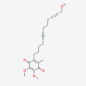 molecular formula C21H26O5 B1664275 2,5-Cyclohexadiene-1,4-dione, 2-(12-hydroxy-5,10-dodecadiynyl)-5,6-dimethoxy-3-methyl- CAS No. 80809-95-6