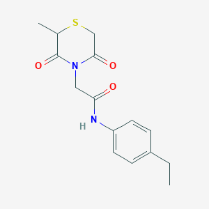 molecular formula C15H18N2O3S B1664277 N-(4-ethylphenyl)-2-(2-methyl-3,5-dioxothiomorpholin-4-yl)acetamide CAS No. 868215-90-1
