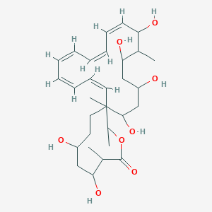 molecular formula C31H50O8 B1664280 (17Z,19Z,21Z,23Z,25Z)-4,6,10,12,14,16-hexahydroxy-3,15,27,28-tetramethyl-1-oxacyclooctacosa-17,19,21,23,25-pentaen-2-one CAS No. 141443-39-2