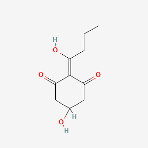 molecular formula C10H14O4 B1664288 (+-)-3,5-Dihydroxy-2-(1-oxobutyl)-2-cyclohexen-1-one CAS No. 154037-62-4