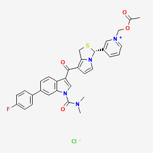 [3-[(3R)-7-[1-(dimethylcarbamoyl)-6-(4-fluorophenyl)indole-3-carbonyl]-1,3-dihydropyrrolo[1,2-c][1,3]thiazol-3-yl]pyridin-1-ium-1-yl]methyl acetate chloride