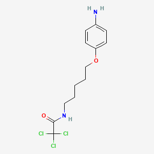molecular formula C13H17Cl3N2O2 B1664323 乙酰胺，N-(5-(对氨基苯氧基)戊基)-2,2,2-三氯- CAS No. 106165-47-3