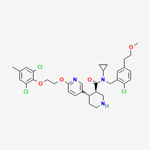 B1664355 3-Piperidinecarboxamide, N-((2-chloro-5-(2-methoxyethyl)phenyl)methyl)-N-cyclopropyl-4-(6-(2-(2,6-dichloro-4-methylphenoxy)ethoxy)-3-pyridinyl)-, (3R,4S)- CAS No. 1007392-69-9