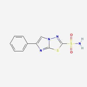 molecular formula C10H8N4O2S2 B1664388 6-Phenylimidazo(2,1-b)-1,3,4-thiadiazole-2-sulfonamide CAS No. 63735-71-7