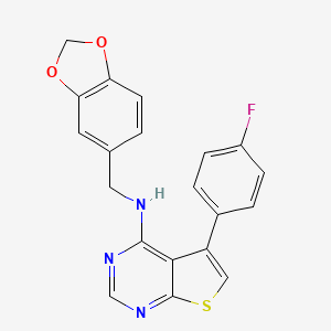 molecular formula C20H14FN3O2S B1664390 N-(benzo[d][1,3]dioxol-5-ylmethyl)-5-(4-fluorophenyl)thieno[2,3-d]pyrimidin-4-amine CAS No. 1030123-90-0