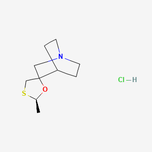 molecular formula C10H18ClNOS B1664397 trans-2'-Methylspiro(1-azabicyclo(2.2.2)octane-3,5'-(1,3)oxathiolane) hydrochloride CAS No. 107220-29-1
