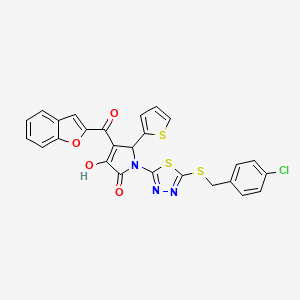 molecular formula C26H16ClN3O4S3 B1664398 3-(1-benzofuran-2-carbonyl)-1-[5-[(4-chlorophenyl)methylsulfanyl]-1,3,4-thiadiazol-2-yl]-4-hydroxy-2-thiophen-2-yl-2H-pyrrol-5-one CAS No. 618865-88-6