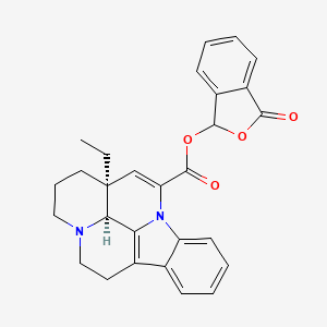 molecular formula C28H26N2O4 B1664399 Eburnamenine-14-carboxylic acid, 1,3-dihydro-3-oxo-1-isobenzofuranyl ester, (3alpha,16alpha)- CAS No. 82958-11-0