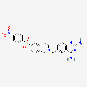 molecular formula C24H24N6O4S B1664426 2,4-Quinazolinediamine, 6-((ethyl((4-((4-nitrophenyl)sulfonyl)phenyl)methyl)amino)methyl)- CAS No. 158018-62-3