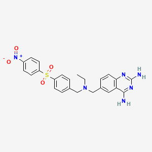 B1664426 2,4-Quinazolinediamine, 6-((ethyl((4-((4-nitrophenyl)sulfonyl)phenyl)methyl)amino)methyl)- CAS No. 158018-62-3