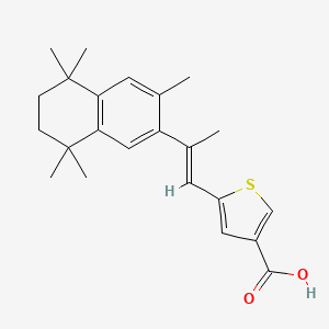 molecular formula C23H28O2S B1664433 3-Thiophenecarboxylic acid, 5-(2-(5,6,7,8-tetrahydro-3,5,5,8,8-pentamethyl-2-naphthalenyl)-1-propenyl)-, (E)- CAS No. 156691-84-8