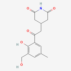 B1664440 2,6-Piperidinedione, 4-(2-(2-hydroxy-3-(hydroxymethyl)-5-methylphenyl)-2-oxoethyl)- CAS No. 145066-21-3