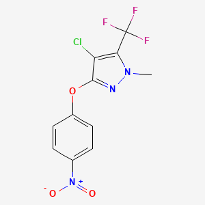 molecular formula C11H7ClF3N3O3 B1664444 1H-Pyrazole, 4-chloro-1-methyl-3-(4-nitrophenoxy)-5-(trifluoromethyl)- CAS No. 121296-19-3