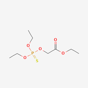 B1664462 Acetic acid, ((diethoxyphosphinothioyl)oxy)-, ethyl ester (9CI) CAS No. 5823-25-6