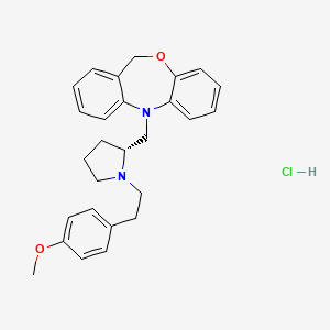 molecular formula C27H31ClN2O2 B1664469 11-(((2R)-1-(2-(4-Methoxyphenyl)ethyl)pyrrolidin-2-yl)methyl)-6H-benzo(C)(1,5)benzoxazepine hydrochloride CAS No. 195991-50-5