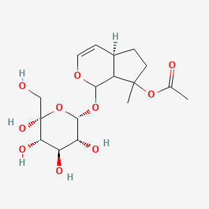 B1664474 [(4aR)-7-methyl-1-[(2S,3R,4R,5S,6R)-3,4,5,6-tetrahydroxy-6-(hydroxymethyl)oxan-2-yl]oxy-4a,5,6,7a-tetrahydro-1H-cyclopenta[c]pyran-7-yl] acetate CAS No. 52916-96-8