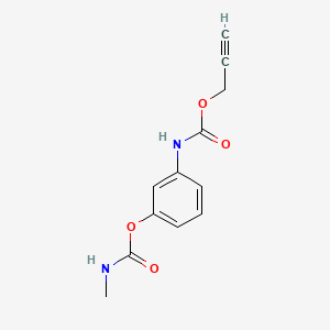 molecular formula C12H12N2O4 B1664573 氨基苯甲酸，间羟基-，2-丙炔基酯，甲基氨基甲酸酯 CAS No. 19961-91-2