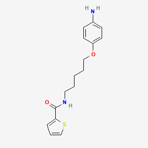 molecular formula C16H20N2O2S B1664578 2-Thiophenecarboxamide, N-(5-(p-aminophenoxy)pentyl)- CAS No. 101586-70-3