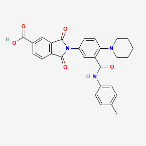 B1664629 2-[3-[(4-Methylphenyl)carbamoyl]-4-piperidin-1-ylphenyl]-1,3-dioxoisoindole-5-carboxylic acid CAS No. 690689-90-8