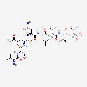 molecular formula C40H73N9O12 B1664706 (2S)-2-[[(2S,3S)-2-[[(2S,4S,5S)-5-[[(2S)-4-amino-2-[[(2S)-5-amino-2-[[(2S)-2-[[(2S)-2-amino-3-methyl-butanoyl]amino]-3-hydroxy-propanoyl]amino]-5-oxo-pentanoyl]amino]-4-oxo-butanoyl]amino]-4-hydroxy-2-isopropyl-7-methyl-octanoyl]amino]-3-methyl-pentanoyl]amino]-3-methyl-butanoic acid CAS No. 124020-62-8