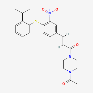 molecular formula C24H27N3O4S B1664729 2-Propen-1-one, 1-(4-acetyl-1-piperazinyl)-3-(4-((2-(1-methylethyl)phenyl)thio)-3-nitrophenyl)- CAS No. 280749-17-9