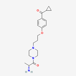 molecular formula C20H29N3O3 B1664735 (2R)-2-amino-1-[4-[3-[4-(cyclopropanecarbonyl)phenoxy]propyl]piperazin-1-yl]propan-1-one CAS No. 360551-71-9